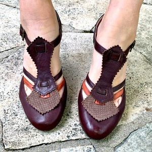 Miss L Fire T strap vintage look heels. Size 40.